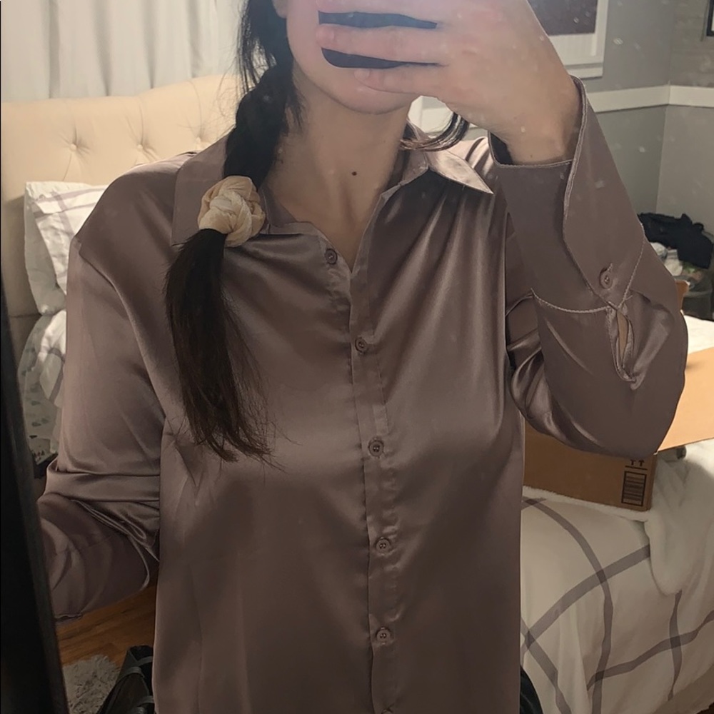 Brown/Champagne Satin Shirt